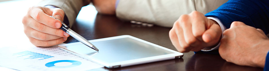 financial wellness adviser using tablet